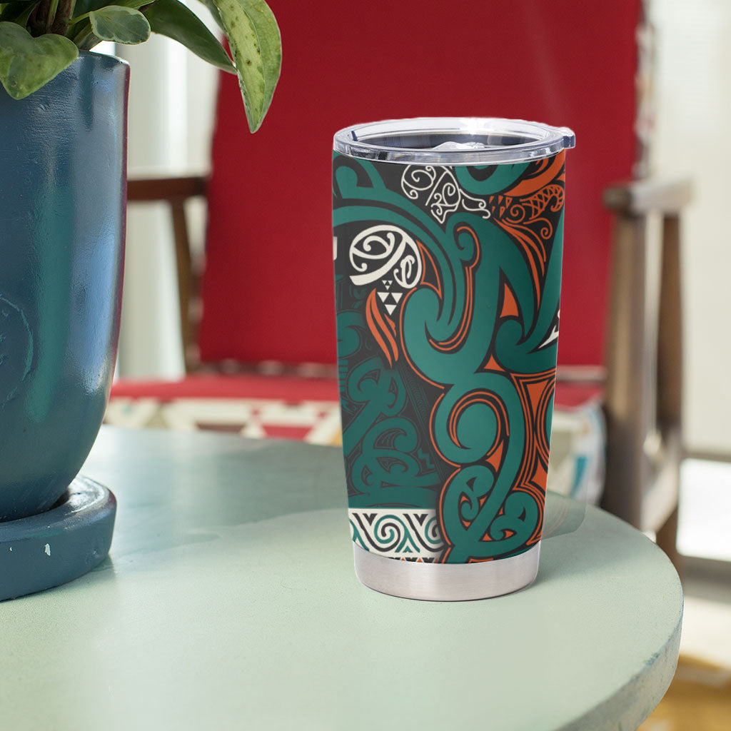 Aotearoa Iwi Ngāti Maru Taranaki Tumbler Cup Maori Wharenui House Tribal Pattern LT9 - Polynesian Pride