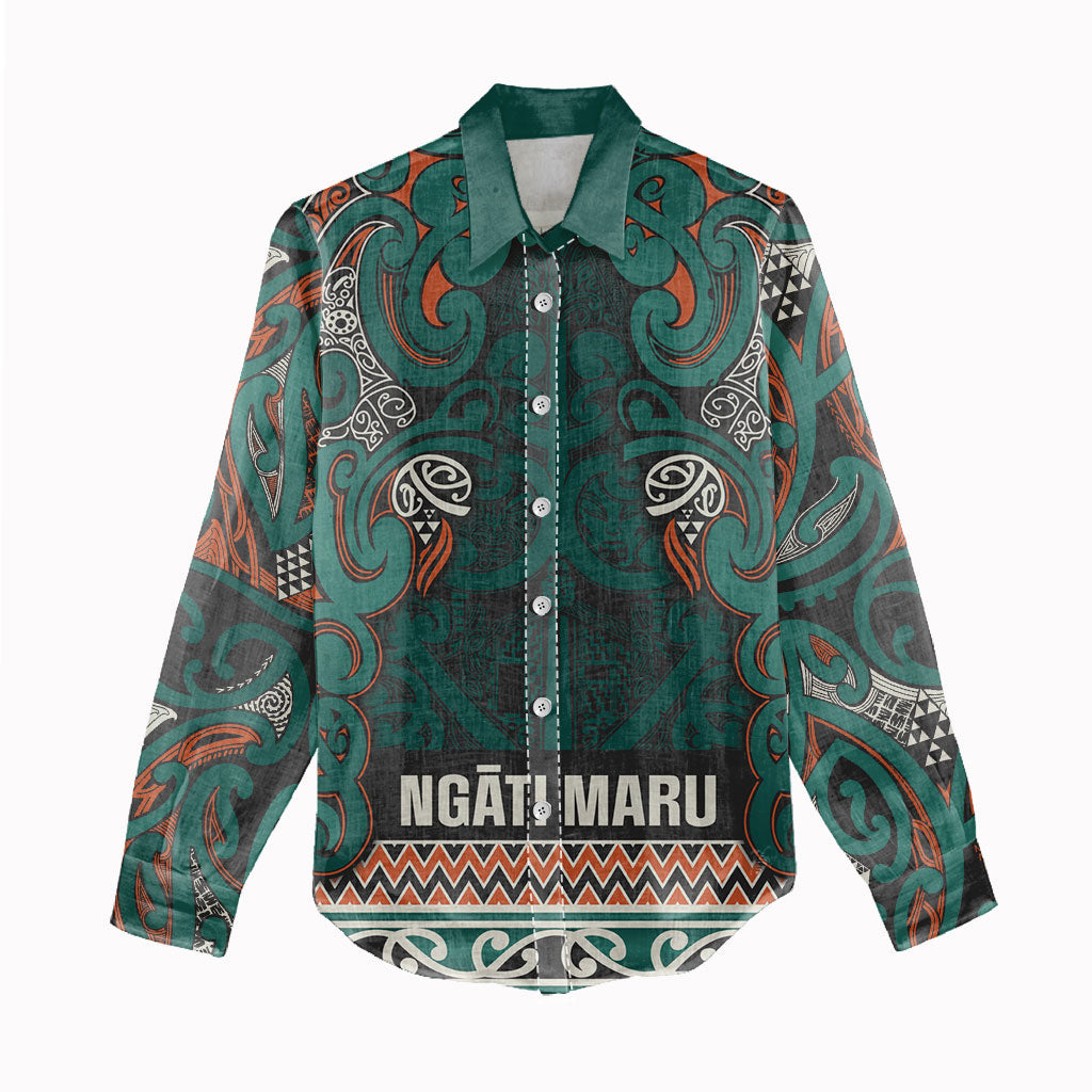 Aotearoa Iwi Ngāti Maru Taranaki Women Casual Shirt Maori Wharenui House Tribal Pattern LT9 - Polynesian Pride