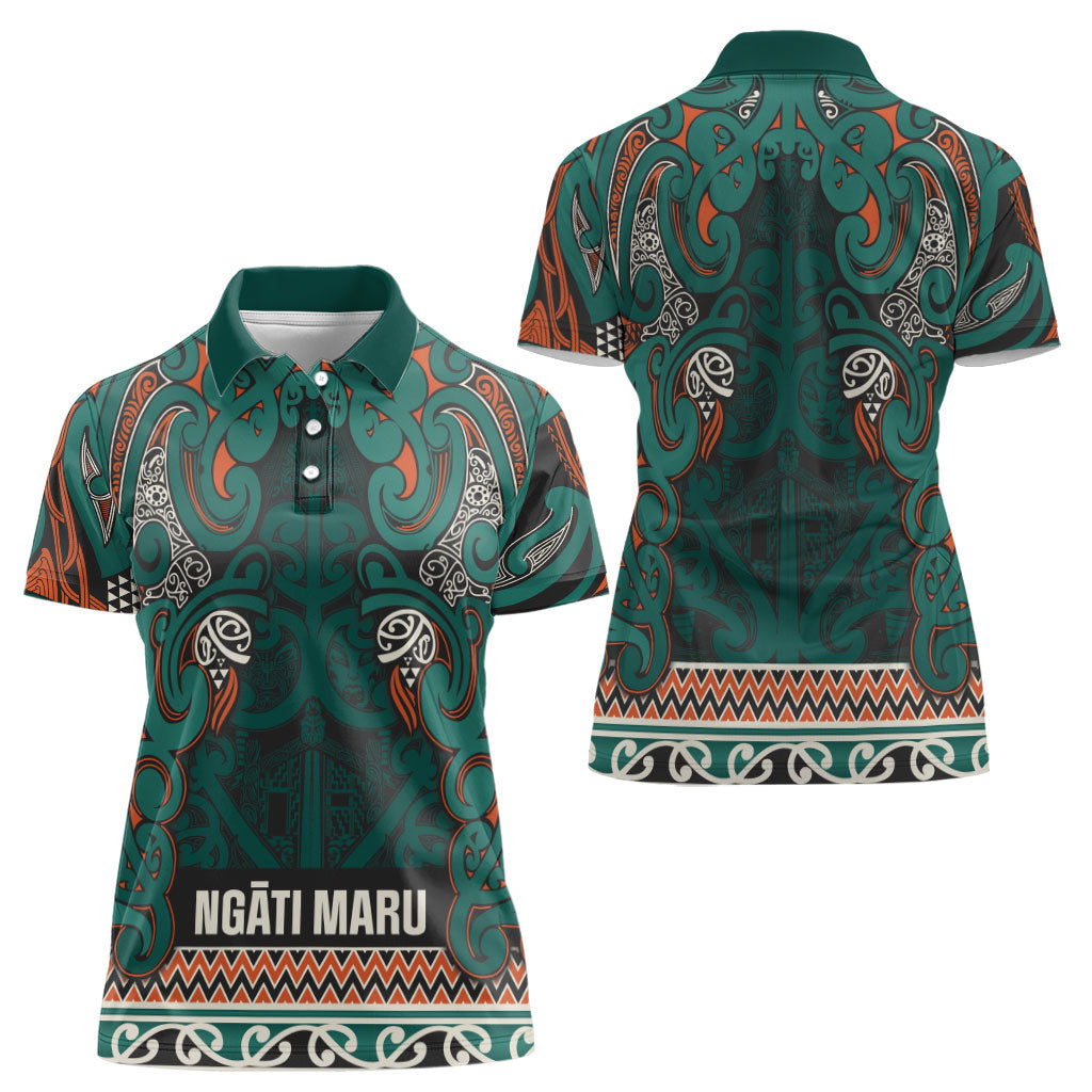 Aotearoa Iwi Ngāti Maru Taranaki Women Polo Shirt Maori Wharenui House Tribal Pattern LT9 - Polynesian Pride