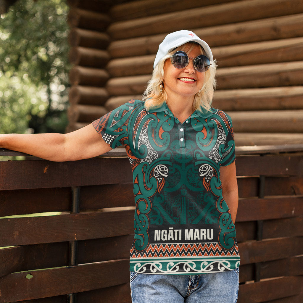Aotearoa Iwi Ngāti Maru Taranaki Women Polo Shirt Maori Wharenui House Tribal Pattern LT9 - Polynesian Pride