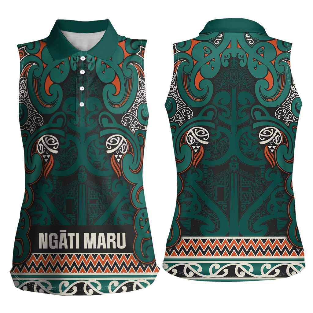 Aotearoa Iwi Ngāti Maru Taranaki Women Sleeveless Polo Shirt Maori Wharenui House Tribal Pattern LT9 - Polynesian Pride