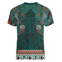 Aotearoa Iwi Ngāti Maru Taranaki Women V-Neck T-Shirt Maori Wharenui House Tribal Pattern LT9 - Polynesian Pride