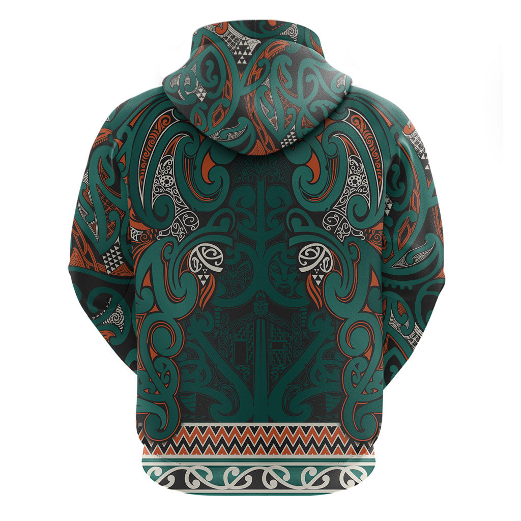 Aotearoa Iwi Ngāti Maru Taranaki Zip Hoodie Maori Wharenui House Tribal Pattern LT9 - Polynesian Pride