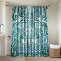 Aotearoa Iwi Ngati Paoa Bathroom Set Maori Wharenui House Tribal Pattern LT9 Shower Curtain Only Turquoise - Polynesian Pride