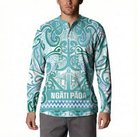 Aotearoa Iwi Ngati Paoa Button Sweatshirt Maori Wharenui House Tribal Pattern LT9 - Polynesian Pride