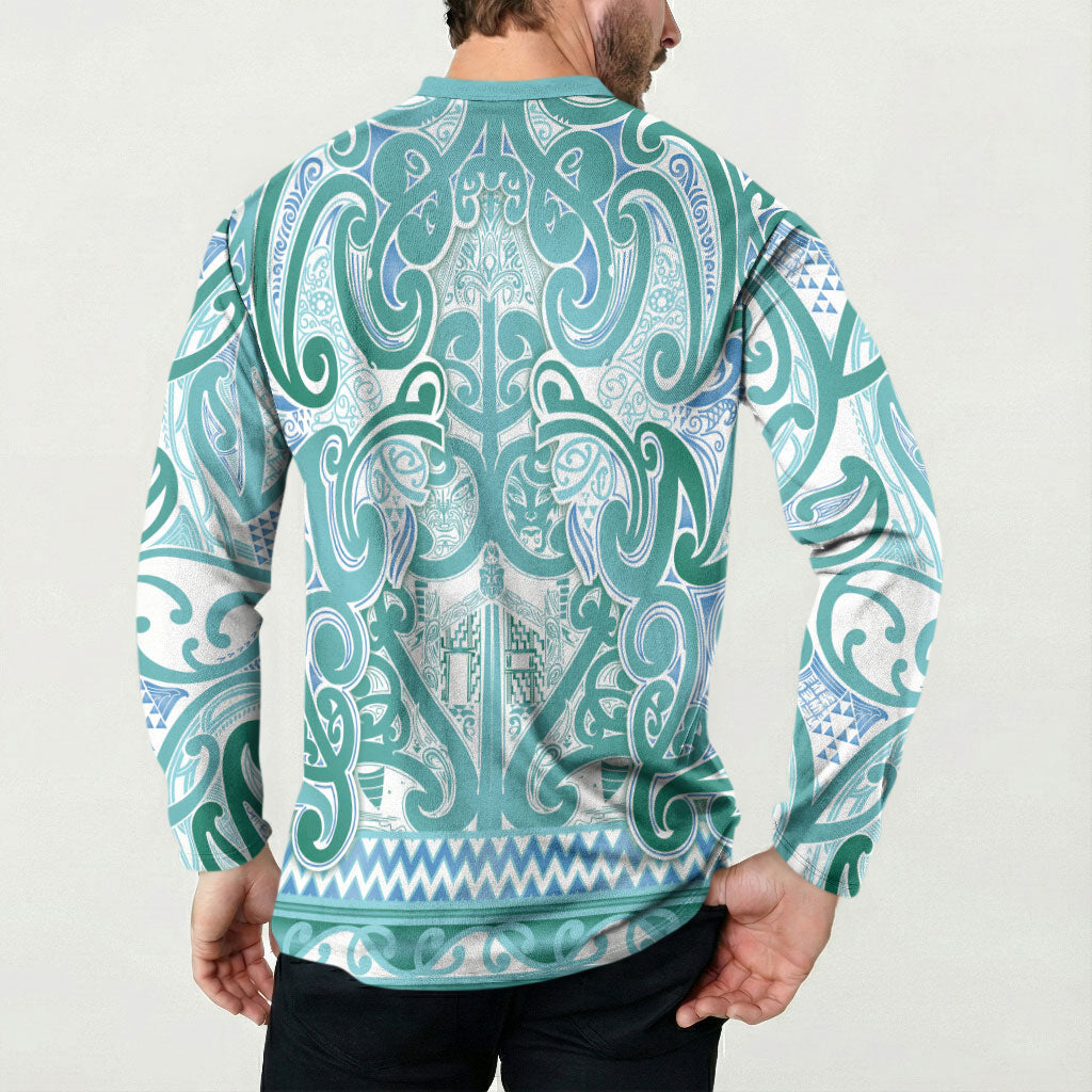 Aotearoa Iwi Ngati Paoa Button Sweatshirt Maori Wharenui House Tribal Pattern LT9 - Polynesian Pride