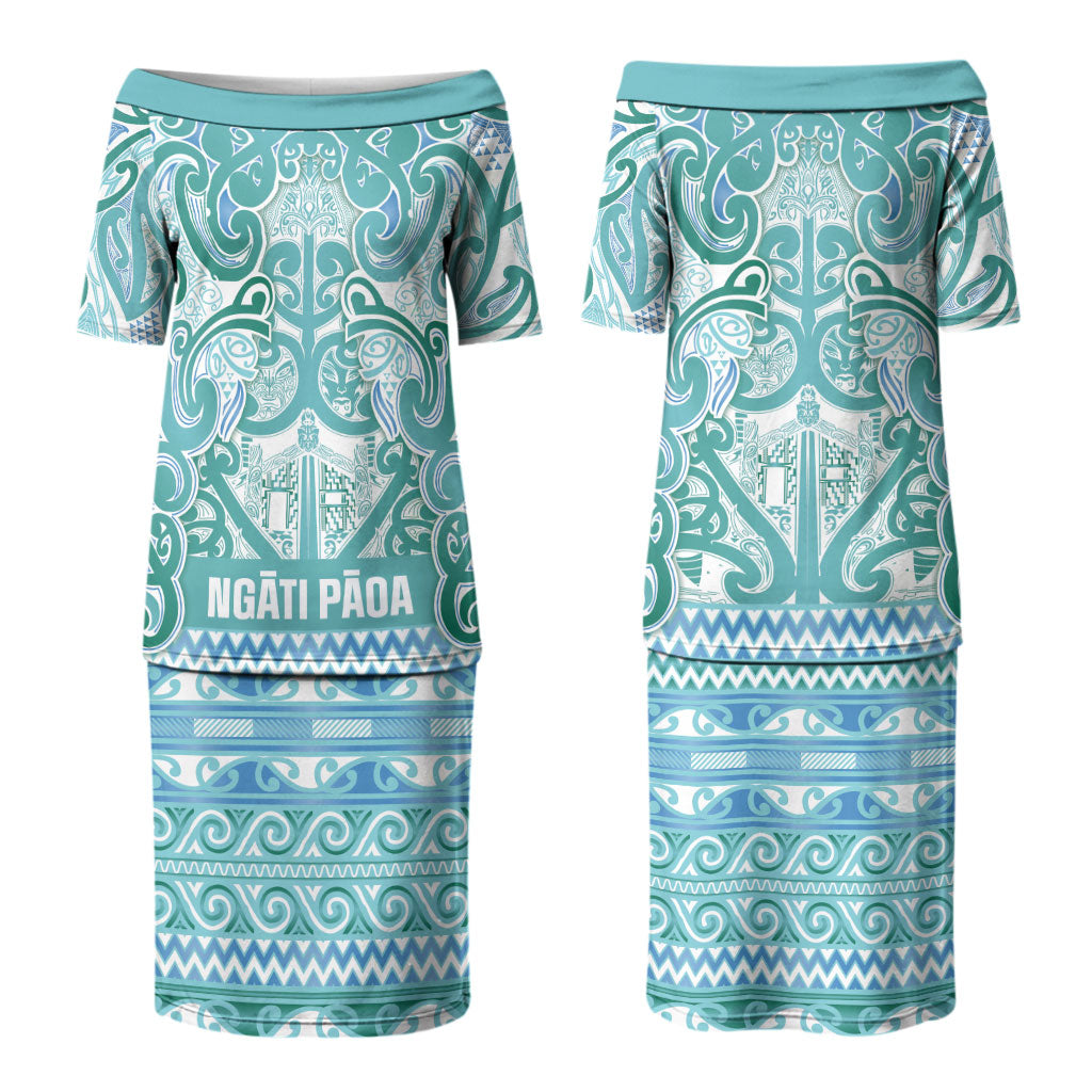 Aotearoa Iwi Ngati Paoa Couples Matching Puletasi and Hawaiian Shirt Maori Wharenui House Tribal Pattern LT9 - Polynesian Pride