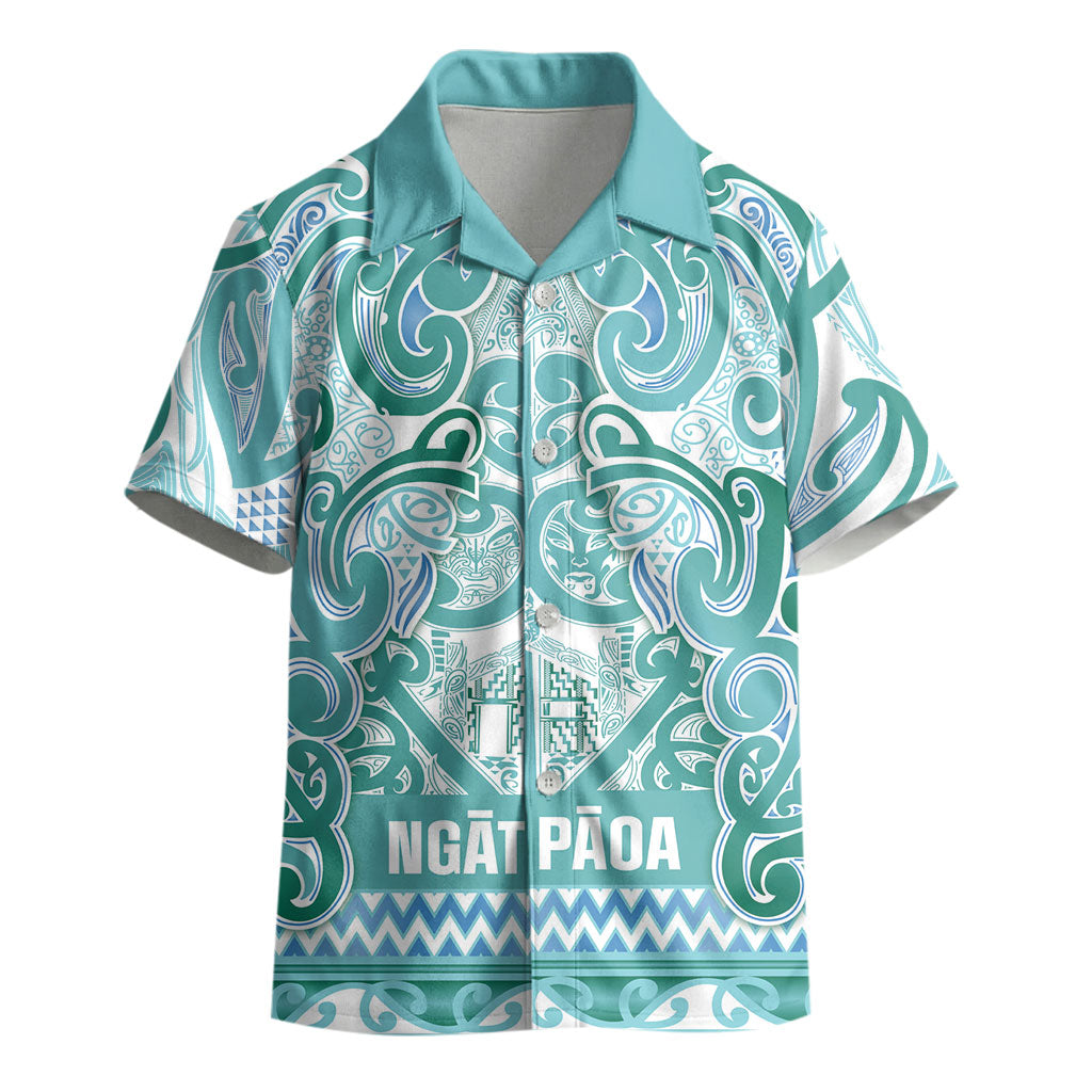 Aotearoa Iwi Ngati Paoa Kid Hawaiian Shirt Maori Wharenui House Tribal Pattern LT9 - Polynesian Pride