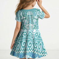 Aotearoa Iwi Ngati Paoa Kid Short Sleeve Dress Maori Wharenui House Tribal Pattern LT9 - Polynesian Pride