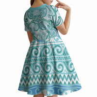 Aotearoa Iwi Ngati Paoa Kid Short Sleeve Dress Maori Wharenui House Tribal Pattern LT9 - Polynesian Pride