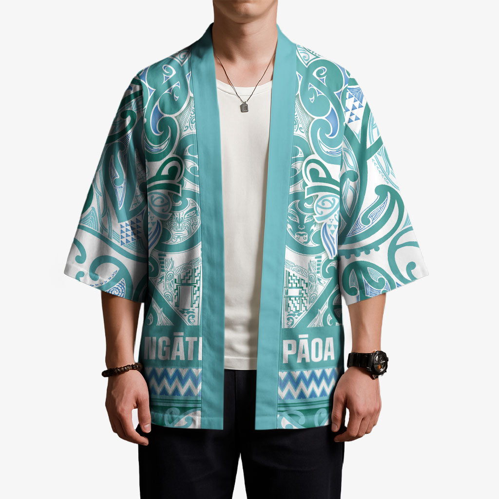 Aotearoa Iwi Ngati Paoa Kimono Maori Wharenui House Tribal Pattern LT9 - Polynesian Pride