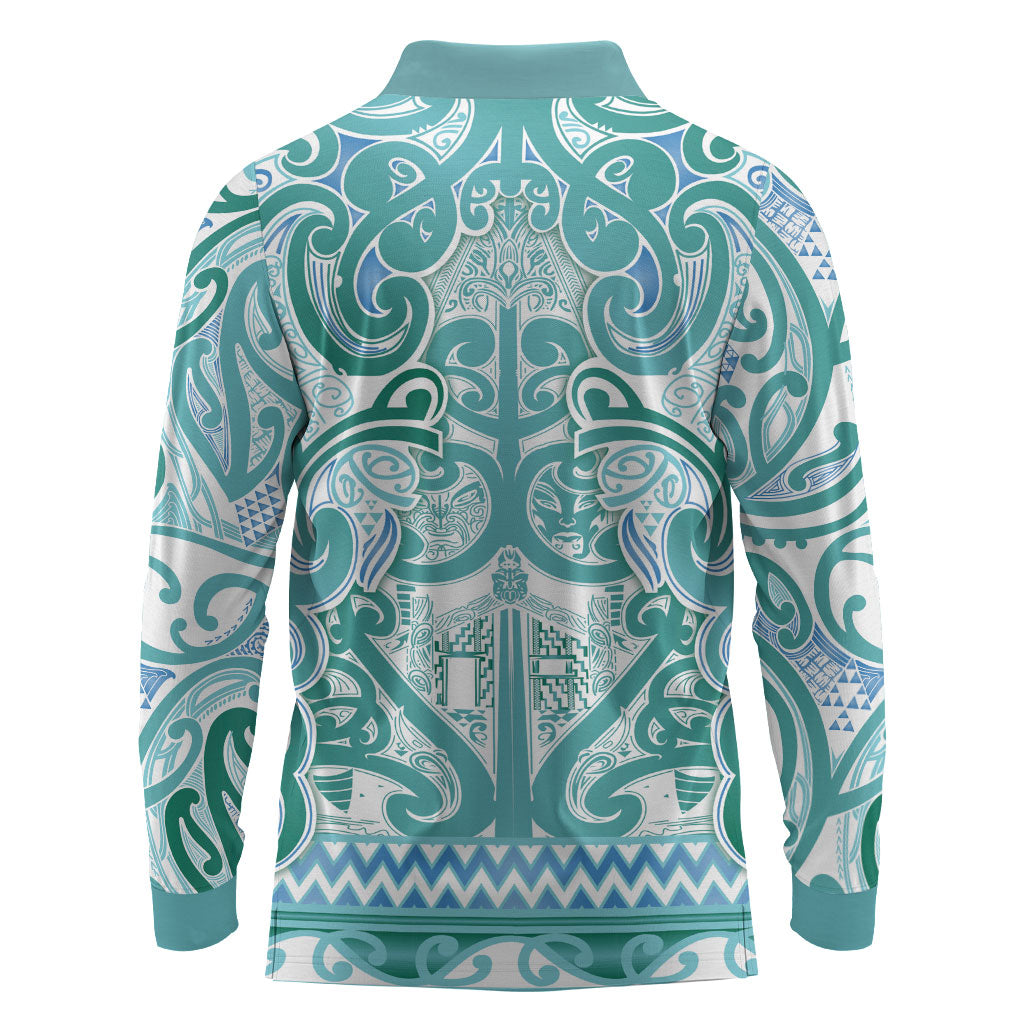 Aotearoa Iwi Ngati Paoa Long Sleeve Polo Shirt Maori Wharenui House Tribal Pattern LT9 - Polynesian Pride