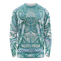 Aotearoa Iwi Ngati Paoa Long Sleeve Shirt Maori Wharenui House Tribal Pattern LT9 Unisex Turquoise - Polynesian Pride