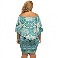 Aotearoa Iwi Ngati Paoa Off Shoulder Short Dress Maori Wharenui House Tribal Pattern LT9 - Polynesian Pride