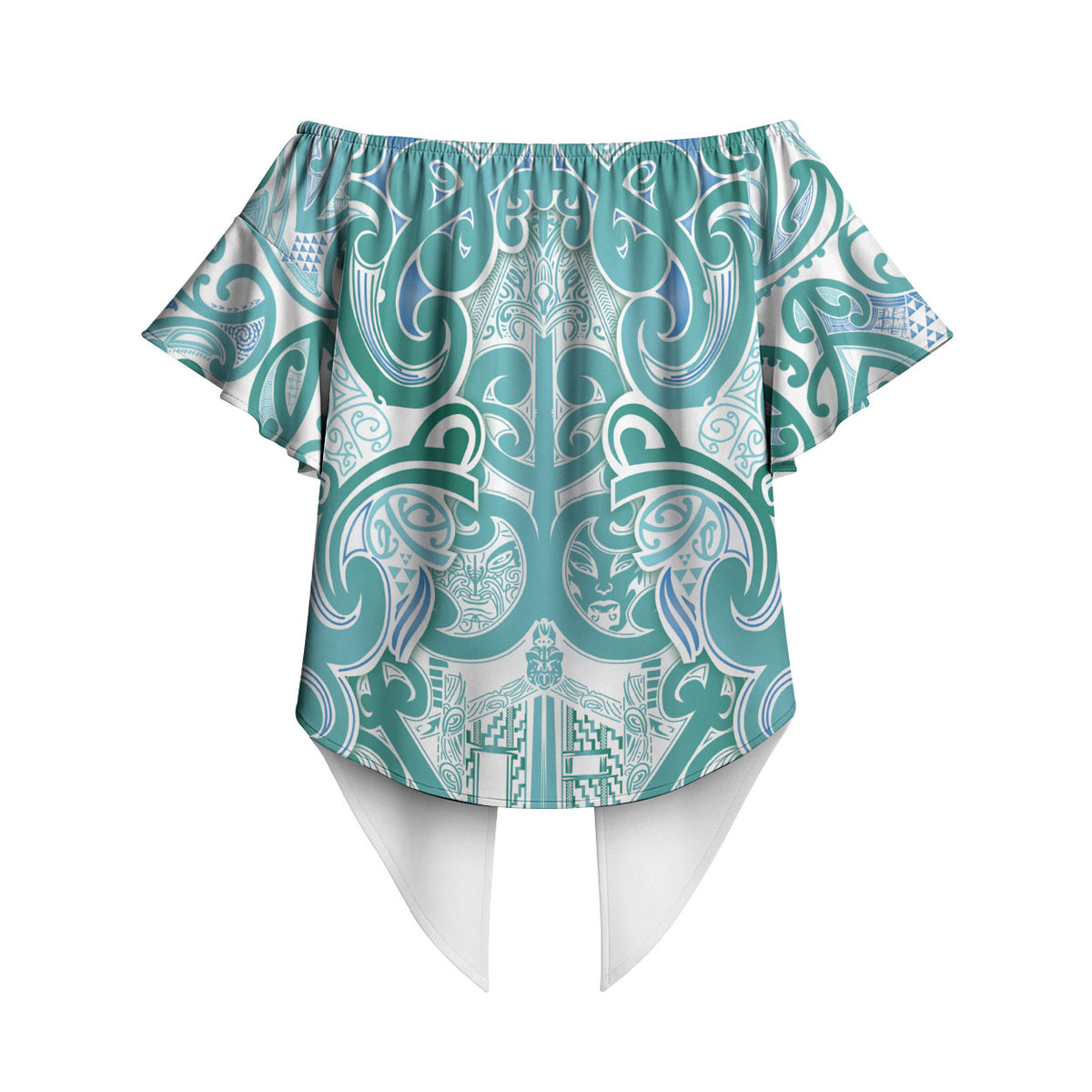 Aotearoa Iwi Ngati Paoa Off Shoulder Wrap Waist Top Maori Wharenui House Tribal Pattern LT9 - Polynesian Pride