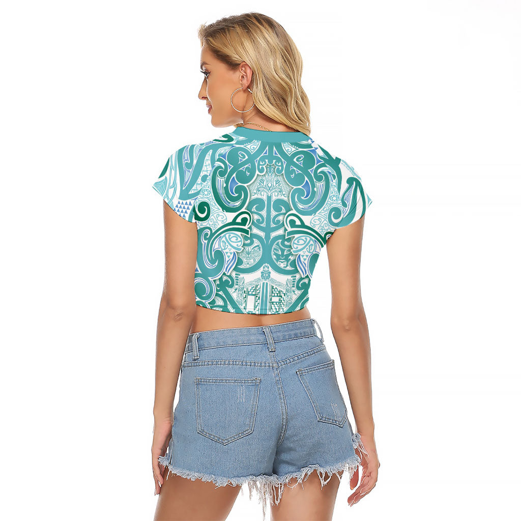 Aotearoa Iwi Ngati Paoa Raglan Cropped T Shirt Maori Wharenui House Tribal Pattern LT9 - Polynesian Pride