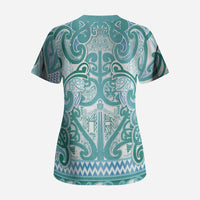 Aotearoa Iwi Ngati Paoa Scrub Top Maori Wharenui House Tribal Pattern LT9 - Polynesian Pride