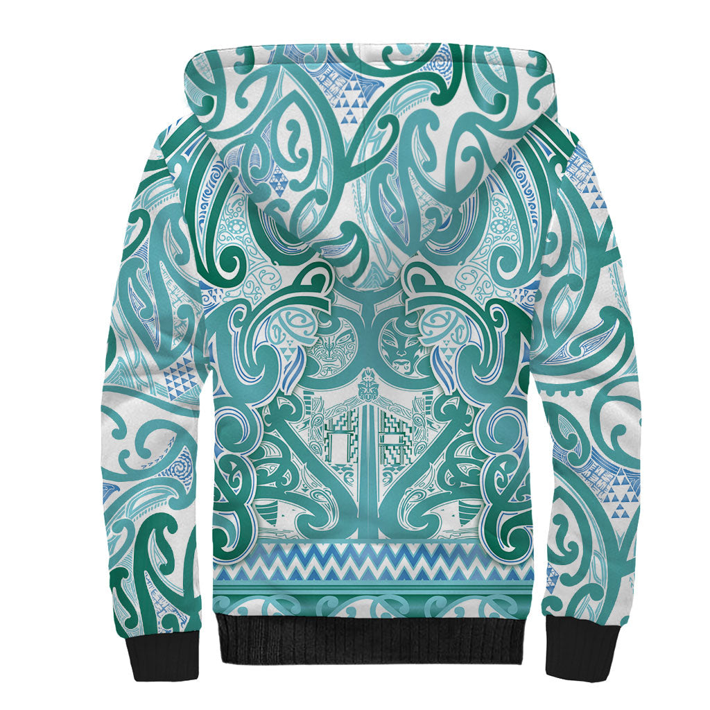 Aotearoa Iwi Ngati Paoa Sherpa Hoodie Maori Wharenui House Tribal Pattern LT9 - Polynesian Pride