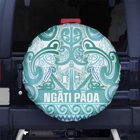 Aotearoa Iwi Ngati Paoa Spare Tire Cover Maori Wharenui House Tribal Pattern LT9 No hole Turquoise - Polynesian Pride