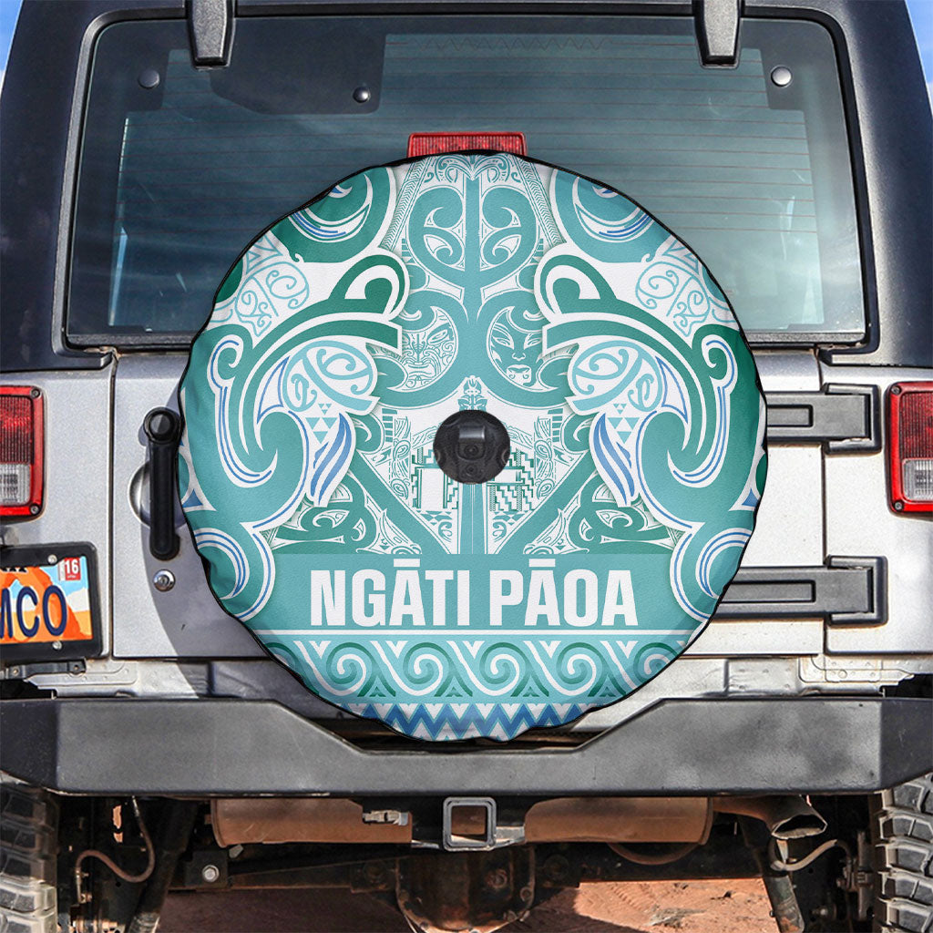 Aotearoa Iwi Ngati Paoa Spare Tire Cover Maori Wharenui House Tribal Pattern LT9 Turquoise - Polynesian Pride