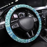 Aotearoa Iwi Ngati Paoa Steering Wheel Cover Maori Wharenui House Tribal Pattern LT9 Universal Fit Turquoise - Polynesian Pride