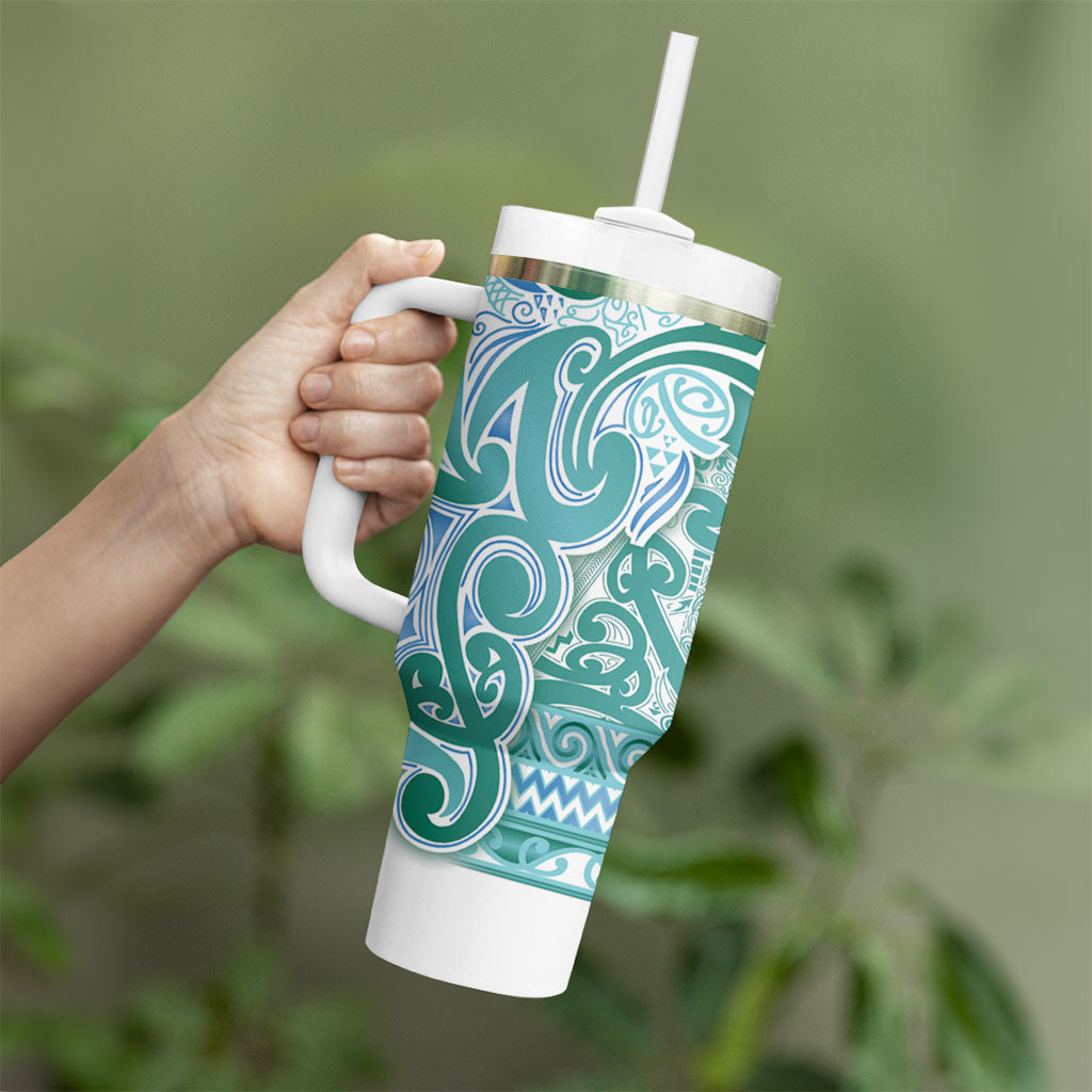 Aotearoa Iwi Ngati Paoa Tumbler With Handle Maori Wharenui House Tribal Pattern LT9 - Polynesian Pride