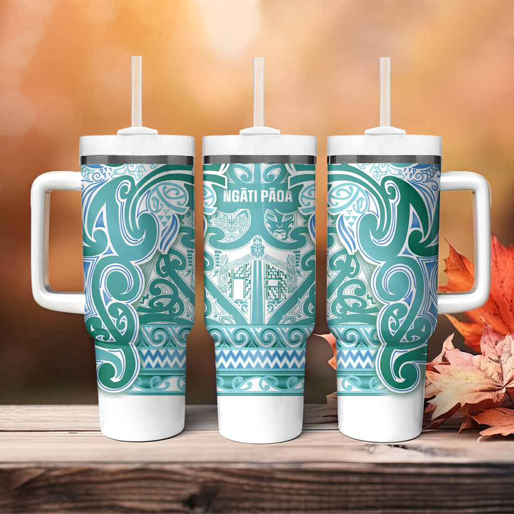 Aotearoa Iwi Ngati Paoa Tumbler With Handle Maori Wharenui House Tribal Pattern LT9 - Polynesian Pride