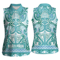 Aotearoa Iwi Ngati Paoa Women Sleeveless Polo Shirt Maori Wharenui House Tribal Pattern LT9 - Polynesian Pride
