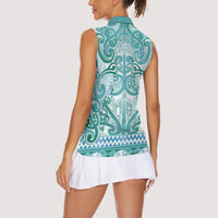 Aotearoa Iwi Ngati Paoa Women Sleeveless Polo Shirt Maori Wharenui House Tribal Pattern LT9 - Polynesian Pride