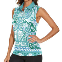 Aotearoa Iwi Ngati Paoa Women Sleeveless Polo Shirt Maori Wharenui House Tribal Pattern LT9 - Polynesian Pride