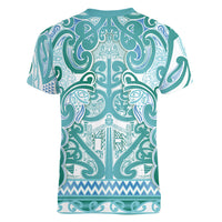 Aotearoa Iwi Ngati Paoa Women V-Neck T-Shirt Maori Wharenui House Tribal Pattern LT9 - Polynesian Pride
