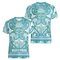 Aotearoa Iwi Ngati Paoa Women V-Neck T-Shirt Maori Wharenui House Tribal Pattern LT9 - Polynesian Pride