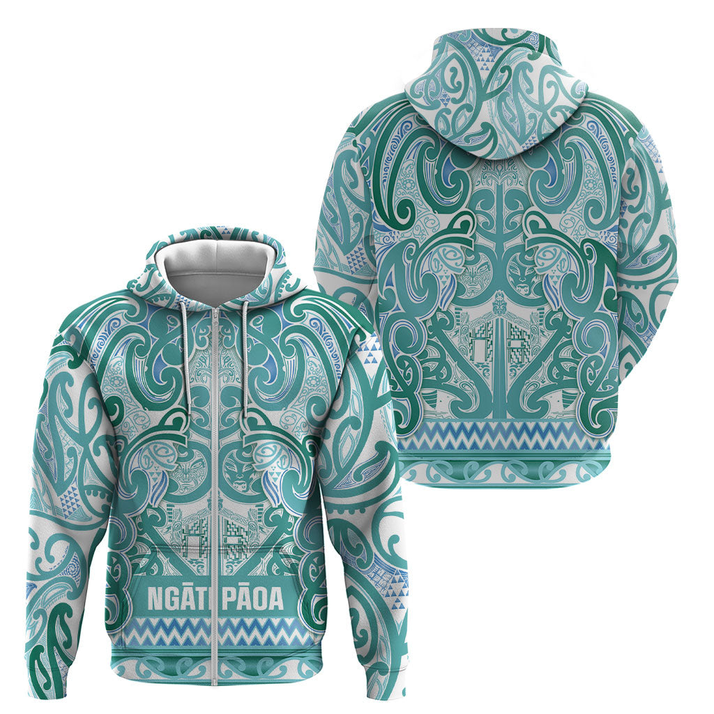 Aotearoa Iwi Ngati Paoa Zip Hoodie Maori Wharenui House Tribal Pattern LT9 - Polynesian Pride