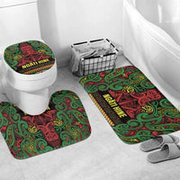 Aotearoa Iwi Ngati Hine Bathroom Set Maori Wharenui House Tribal Pattern LT9 Mat Set Only (3 pcs) One Size Deep Green - Polynesian Pride