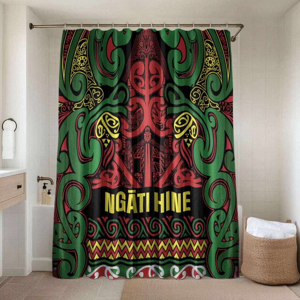 Aotearoa Iwi Ngati Hine Bathroom Set Maori Wharenui House Tribal Pattern LT9 Shower Curtain Only Deep Green - Polynesian Pride