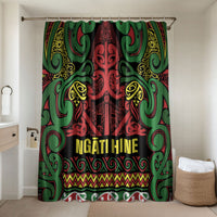 Aotearoa Iwi Ngati Hine Bathroom Set Maori Wharenui House Tribal Pattern LT9 Shower Curtain Only Deep Green - Polynesian Pride