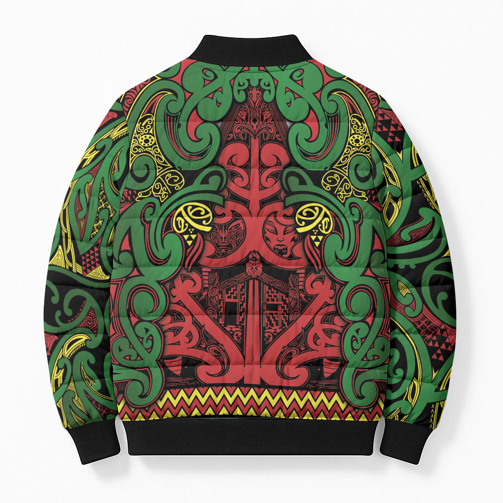 Aotearoa Iwi Ngati Hine Bomber Puffer Jacket Maori Wharenui House Tribal Pattern LT9 - Polynesian Pride