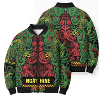 Aotearoa Iwi Ngati Hine Bomber Puffer Jacket Maori Wharenui House Tribal Pattern LT9 - Polynesian Pride