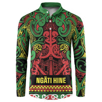 Aotearoa Iwi Ngati Hine Button Sweatshirt Maori Wharenui House Tribal Pattern LT9 Deep Green - Polynesian Pride