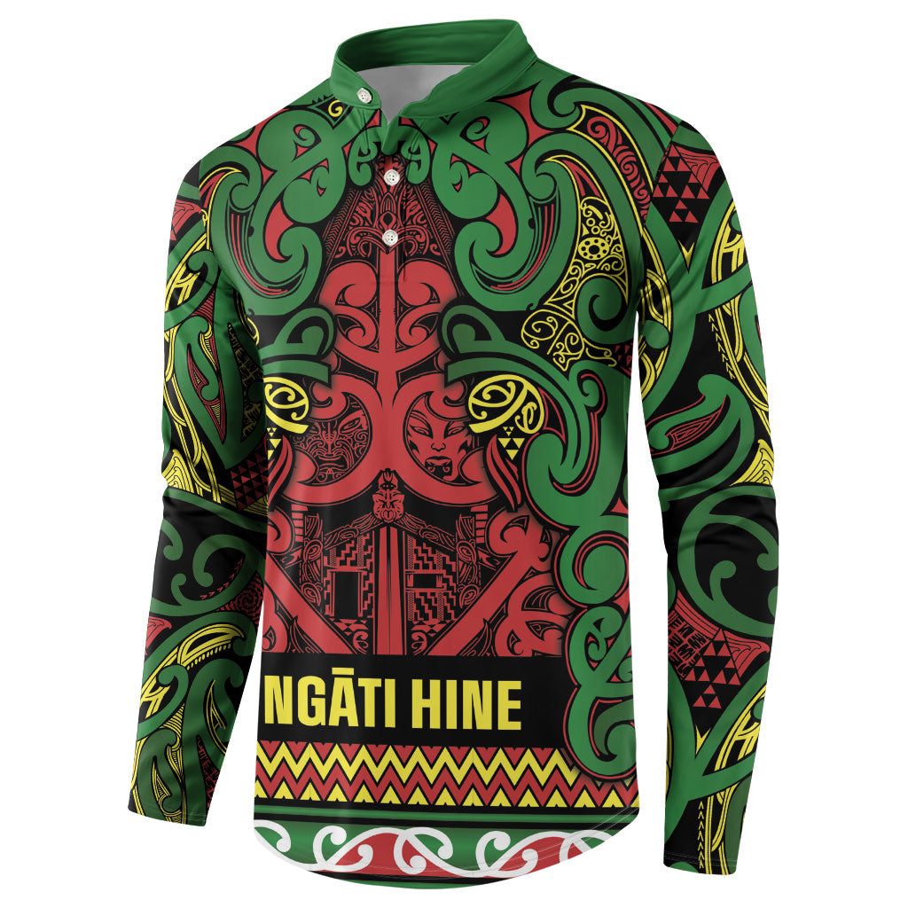 Aotearoa Iwi Ngati Hine Button Sweatshirt Maori Wharenui House Tribal Pattern LT9 - Polynesian Pride