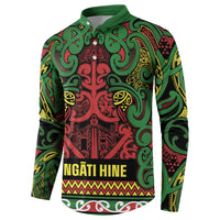 Aotearoa Iwi Ngati Hine Button Sweatshirt Maori Wharenui House Tribal Pattern LT9 - Polynesian Pride