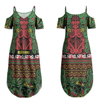 Aotearoa Iwi Ngati Hine Couples Matching Summer Maxi Dress and Long Sleeve Button Shirt Maori Wharenui House Tribal Pattern LT9 - Polynesian Pride