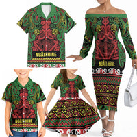 Aotearoa Iwi Ngati Hine Family Matching Off The Shoulder Long Sleeve Dress and Hawaiian Shirt Maori Wharenui House Tribal Pattern LT9 - Polynesian Pride