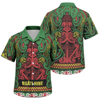 Aotearoa Iwi Ngati Hine Family Matching Off Shoulder Maxi Dress and Hawaiian Shirt Maori Wharenui House Tribal Pattern LT9 Son's Shirt Deep Green - Polynesian Pride