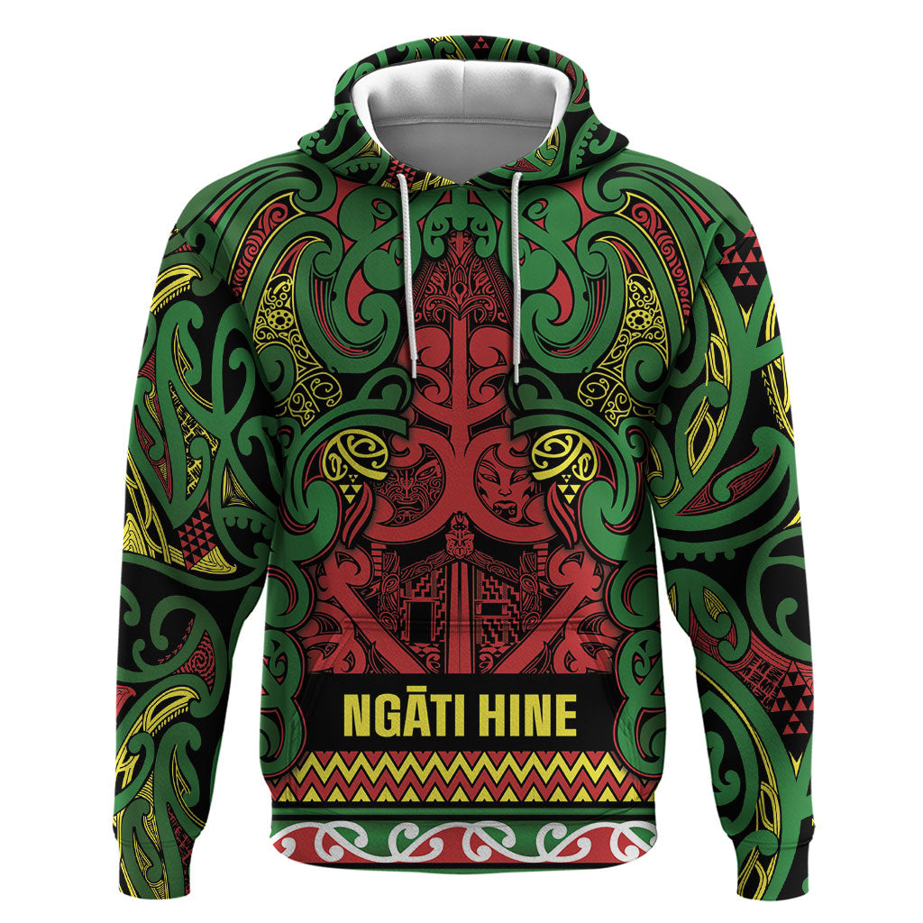 Aotearoa Iwi Ngati Hine Hoodie Maori Wharenui House Tribal Pattern LT9 Pullover Hoodie Deep Green - Polynesian Pride