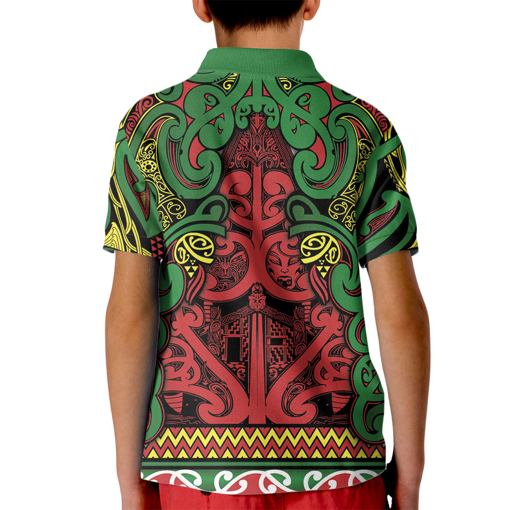 Aotearoa Iwi Ngati Hine Kid Polo Shirt Maori Wharenui House Tribal Pattern LT9 - Polynesian Pride