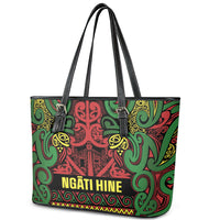 Aotearoa Iwi Ngati Hine Leather Tote Bag Maori Wharenui House Tribal Pattern LT9 - Polynesian Pride
