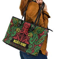 Aotearoa Iwi Ngati Hine Leather Tote Bag Maori Wharenui House Tribal Pattern LT9 - Polynesian Pride