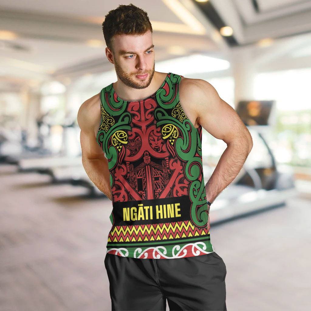 Aotearoa Iwi Ngati Hine Men Tank Top Maori Wharenui House Tribal Pattern LT9 Deep Green - Polynesian Pride