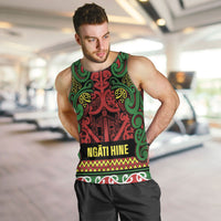 Aotearoa Iwi Ngati Hine Men Tank Top Maori Wharenui House Tribal Pattern LT9 Deep Green - Polynesian Pride